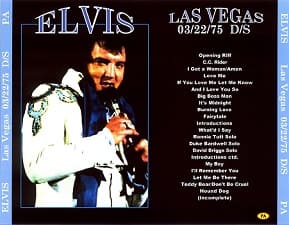 The King Elvis Presley, CDR PA, March 22, 1975, Las Vegas, Nevada, Las Vegas