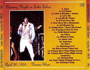 The King Elvis Presley, CDR PA, April 30, 1976, Lake Tahoe, Nevada, Opening Night In Lake Tahoe