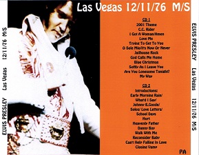The King Elvis Presley, CDR PA, December 11, 1976, Las Vegas, Nevada, Las Vegas