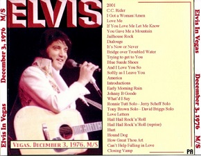 The King Elvis Presley, CDR PA, December 3, 1976, Las Vegas, Nevada, Elvis In Vegas