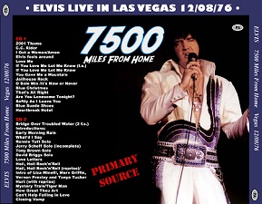 The King Elvis Presley, CDR PA, December 8, 1976, Las Vegas, Nevada, 7500 Miles From Home