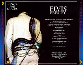 The King Elvis Presley, CDR PA, November 25, 1976, Eugene, Oregon, Kings And Ducks