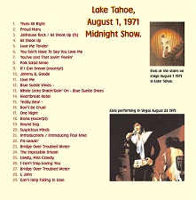The King Elvis Presley, CD CDR Other, 1971, Lake Tahoe Show
