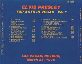 The King Elvis Presley, CD CDR Other, 1975, Top Acts In Vegas Vol. 1