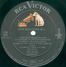 The King Elvis Presley, Side B / LP / Elvis' Gold Records Vol. 2 (50,000,000 Elvis Fans Can't Be Wrong)y / lpm-2075 / 1959