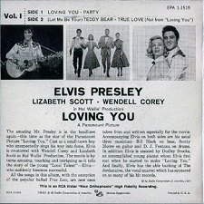 The King Elvis Presley, Back Cover, EP, Loving You, Volume 1, EPA-11515, 1957
