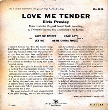 The King Elvis Presley, Back Cover, EP, Love Me Tender, EPA-4006, 1956