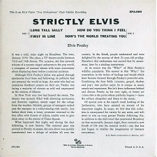 The King Elvis Presley, Back Cover, EP, Strictly Elvis, EPA-994, 1957