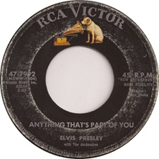 The King Elvis Presley, single, RCA 47-7992, February 27, 1962, Anything That's Part Of You / Good Luck Charm