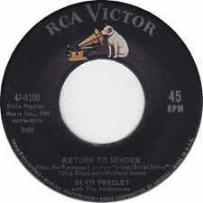 The King Elvis Presley, single, RCA 47-8100, October 2, 1962, Where Do You Come From / Return To Sender