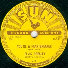 The King Elvis Presley, Single, SUN 215, 1954, Milkcow Blues Boogie / You're a Heartbreaker